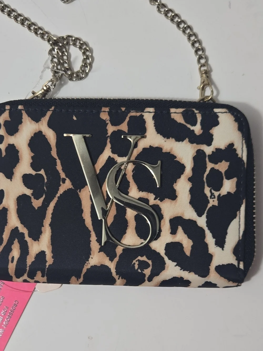 Victoria's Secret Leopard Print Chain Crossbody - Black & Tan - Picture 2 of 6